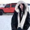 Осенне-зимняя парка Штурмовика Преодолевает Утолщенная Теплая Хлопковая Одежда Свободная с Шерстяным Воротником Хлопковая Одежда Женское Пальто