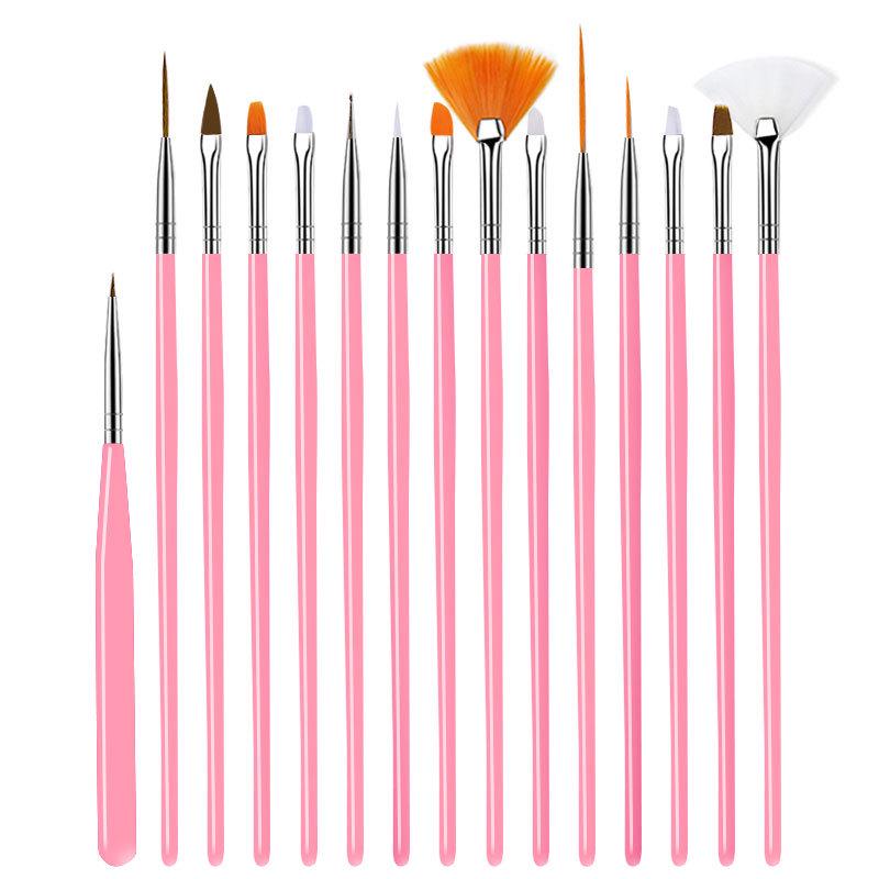 Nail Art 15 Pack Tool Set Phototherapy Pen Crystal Pen Painting Pen Silicone Pen Dot Drill Pen Brush