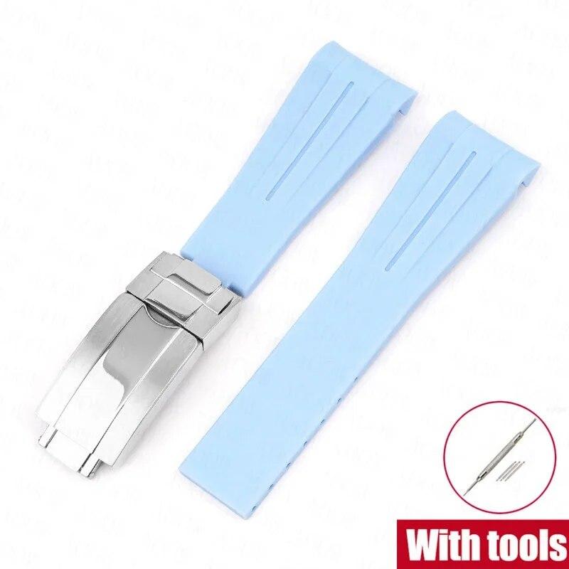 Резиновый ремешок для часов, подходит для Omega x Swatch Moonswatch, 20 мм, складная пряжка из нержавеющей стали для мужчин и женщин, изогнутый сменный ремешок для Rolex