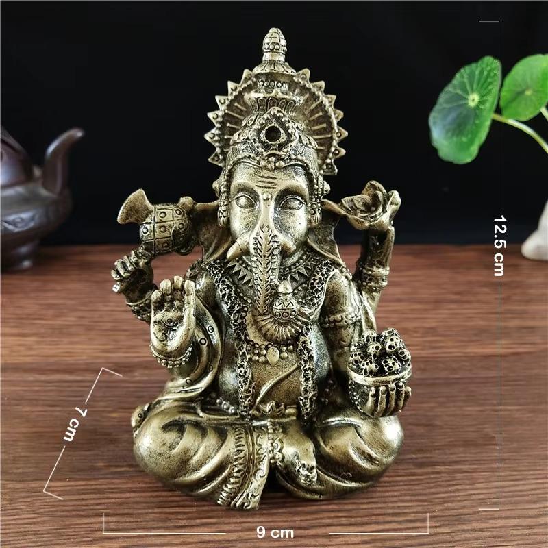 Gold Lord Ganesha Statue Sculpture Big Resin Ornaments Hindu Elephant God Buddha Statues Figurine Home Decoration Lucky Gifts