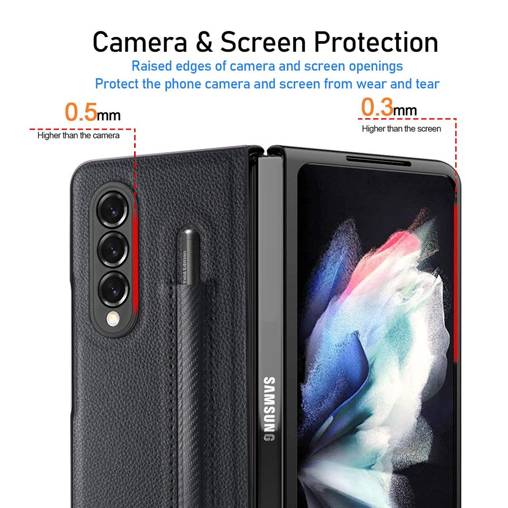 Matte Litchi Leather Skin Protective Case For Samsung Galaxy Z Fold 4 Fold3 Fold 3 5g Fold4 Anti -Slip Folding Cover Cases