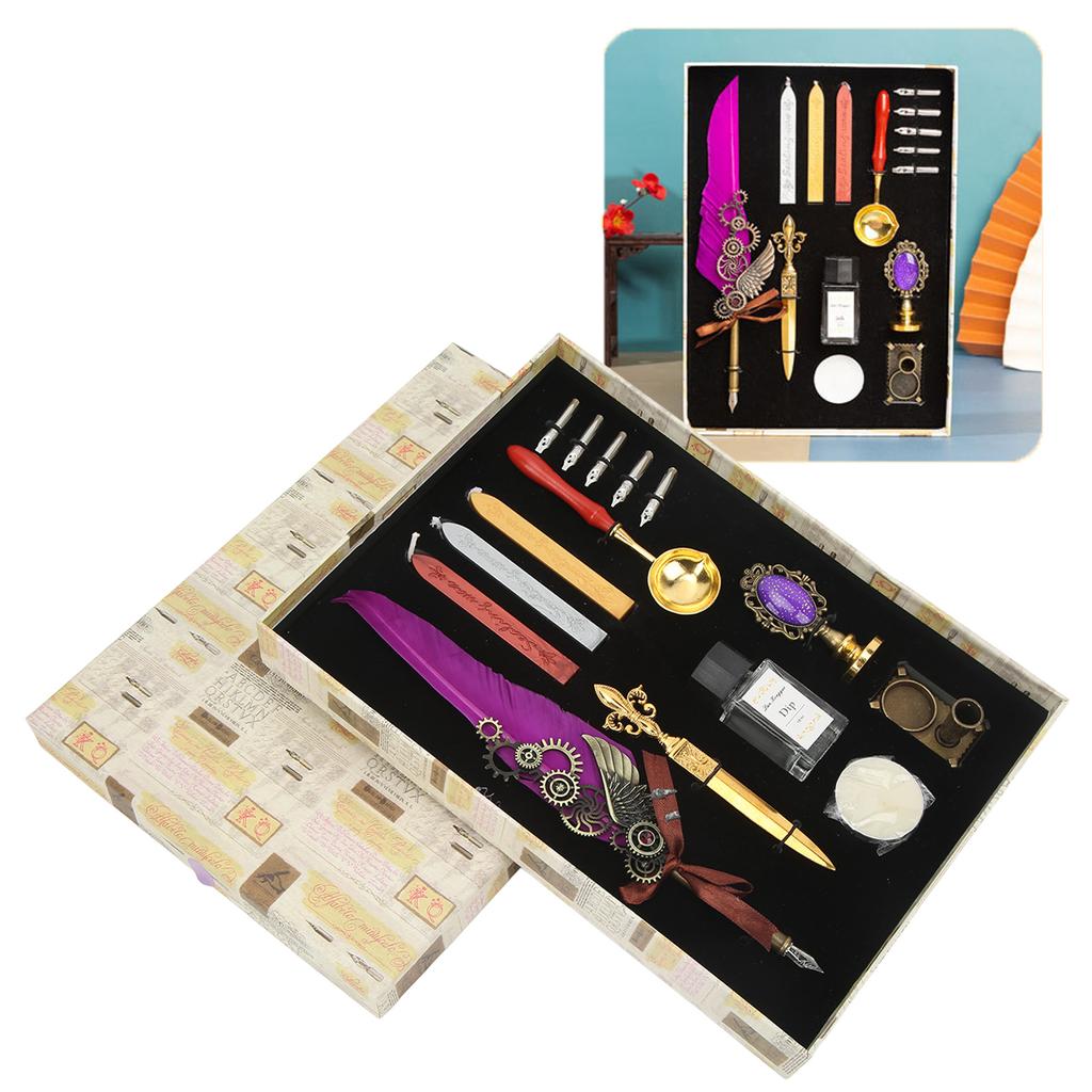  Набор ручек Vintage Dip Quill Pen Gift Set с 5 перьями для письма рисования практики Cal