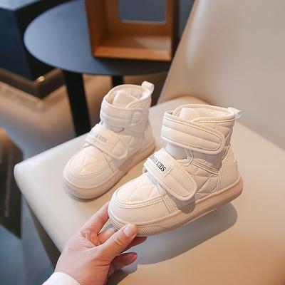 Детские зимние сапоги, высокие кожаные сапоги из хлопка для девочек