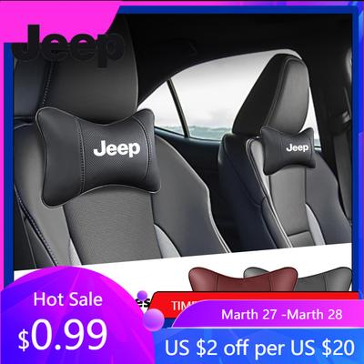 Для автомобиля Jeep Кожаное Сиденье Подголовник Подушка для Шеи Подушка Сиденья Для Jeep Grand Cherokee Wrangler JK Gladiator Compass Renegade