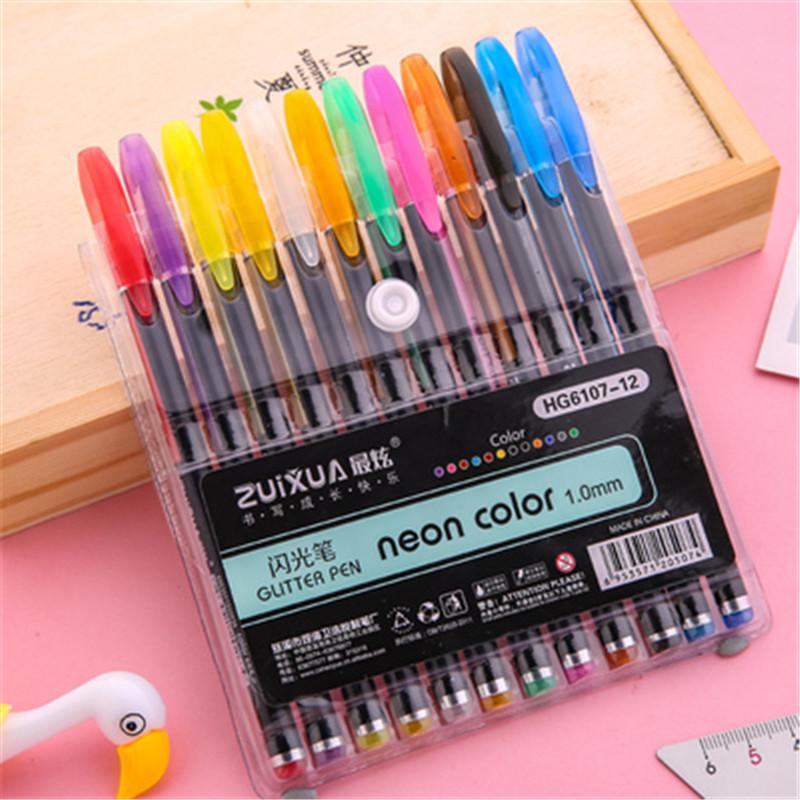 Набор гелевых хайлайтеров с блестками для студентов: 12/48/60 Цветов