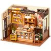 Rolife Miniature House Kit Dollhouse Becca's Baking House Bakery DIY 3D Puzzle LED Handmade Kit Assembly Wooden Puzzle Wood Craft Illustrated