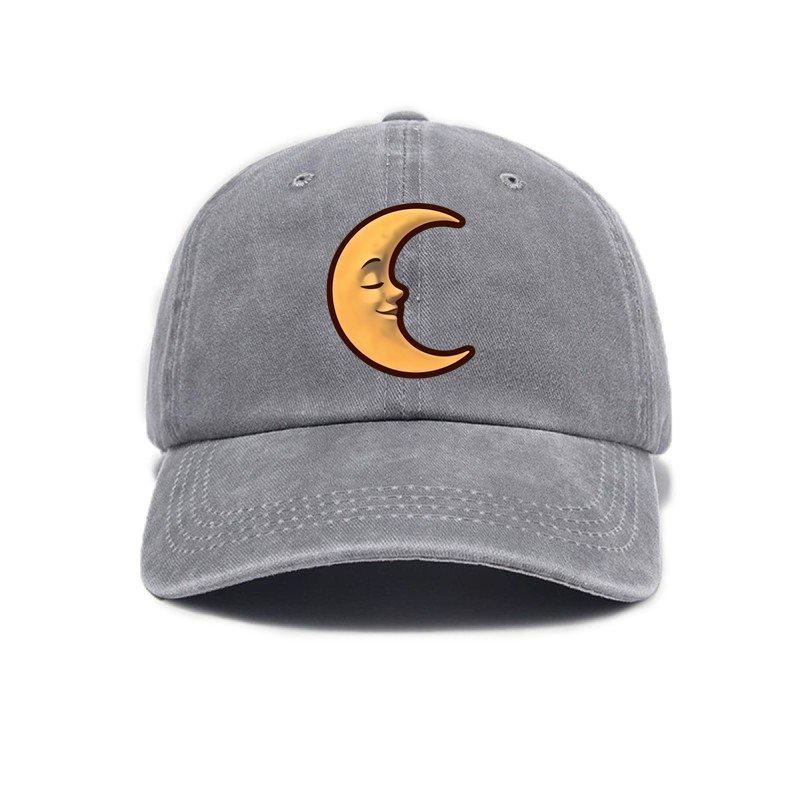 Baseball cap for men and women, trendy print with face, moon peaked cap, casual and versatile