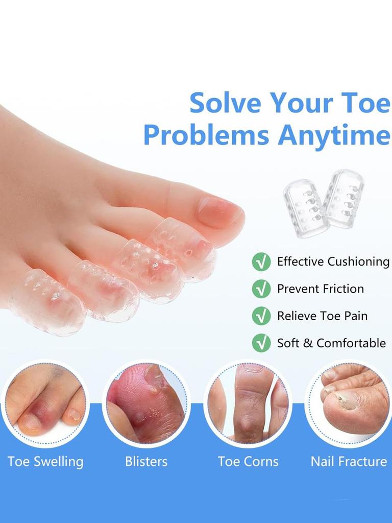 40Pcs Silicone Toe Caps Anti-Friction Breathable Toe Protector Prevents Blisters Toe Caps Cover Protectors Foot Care