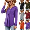2023 осень и зима женская толстовка повседневная однотонная с v-образным вырезом и пуговицами, свободная толстовка с длинным рукавом и капюшоном