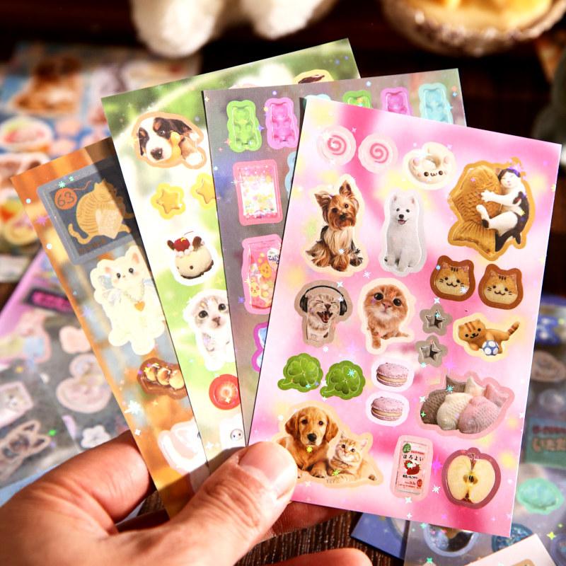 30 Pages Korean Ins Cute Pets Dog Cat Decorative Stickers Book Scrapbook Phone DIY Journal Collage Material Sticker Kids Gift