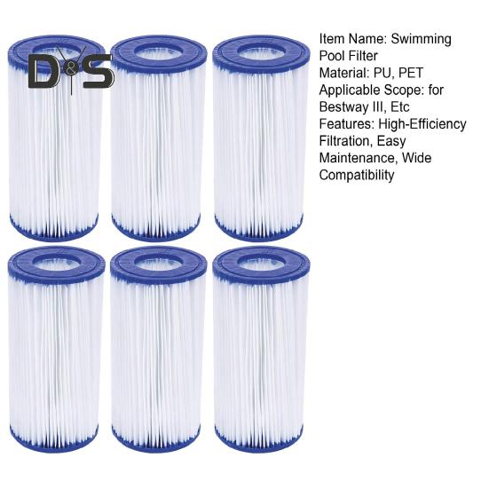 1 Pc/3 Pcs/6 Pcs Pool Filter Core Type III Cartridge Pool Filter Easy To Install Type A/C Pool Filter Replacement for Above-Ground Swimming Pools