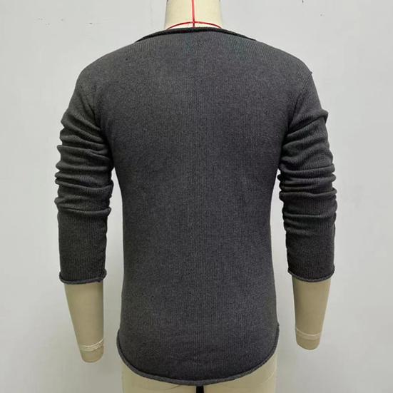 Мужской осенний свитер с длинным рукавом, V-образным вырезом, повседневный эластичный пуловер для ежедневной носки, трикотаж, свободный свитер-поддева, мужская одежда