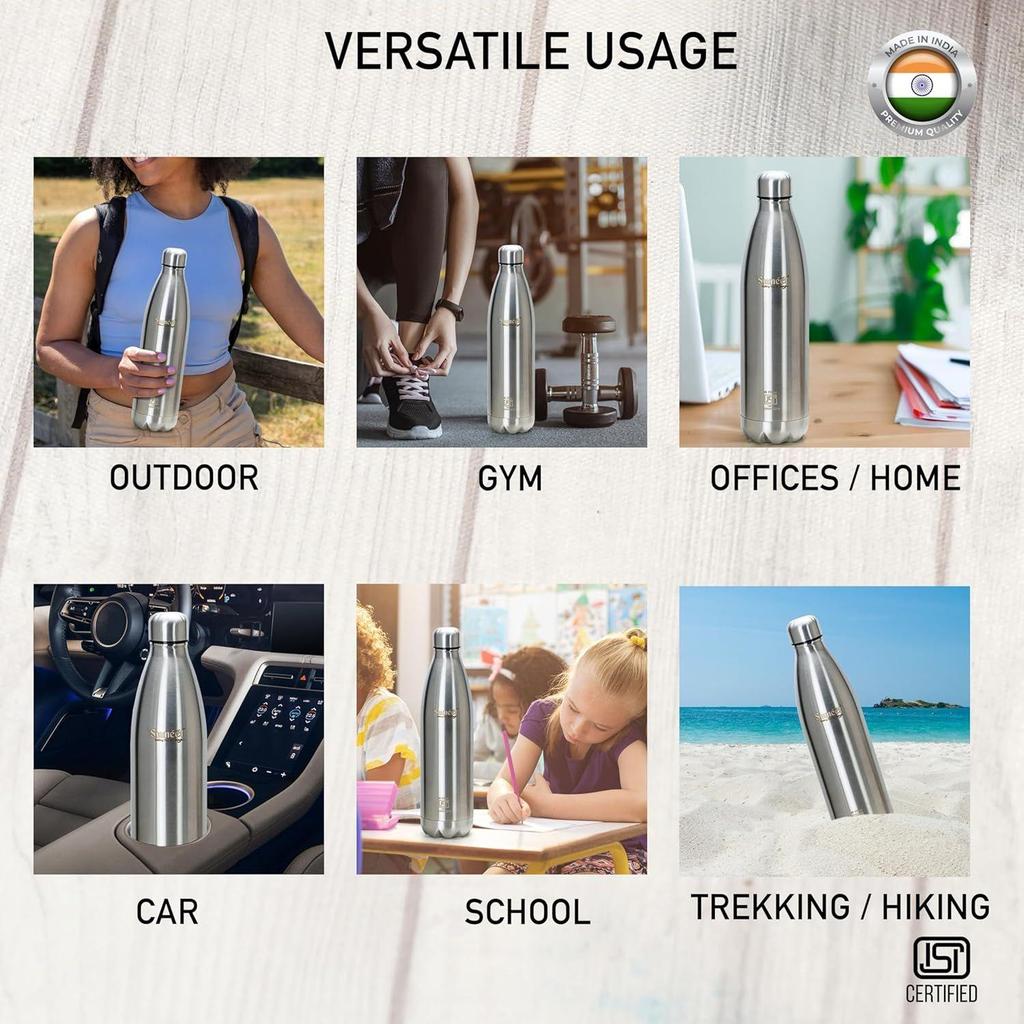 Термос Thermo1000 из нержавеющей стали, герметичный, с двойными стенками, для горячей и холодной воды, 24 часа в сутки, сертифицированный ISI, для школы, колледжа и путешествий, новый