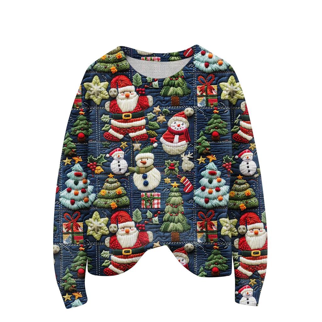 Женский рождественский свитер Милый забавный рождественский свитер Осень и зима Свитер с длинным рукавом вязаный