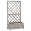 VidaXL Fir Wood Garden Planter with Garden Trellis Flower Box Plant Pot Garden Balcony Terrace Patio Outdoor Grey 316490