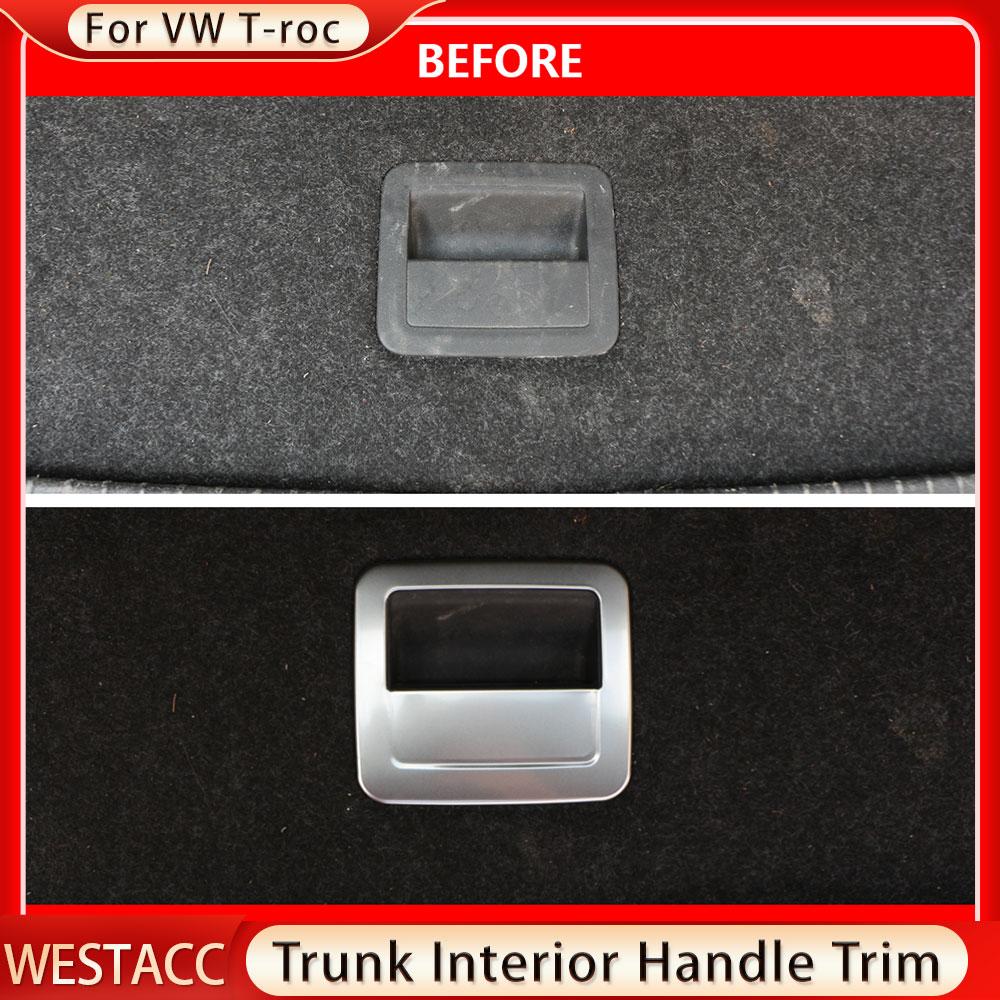 Нержавеющая сталь, внутренняя ручка багажника автомобиля, декоративная наклейка, накладка для Volkswagen VW T-roc 2017-2022, интерьер