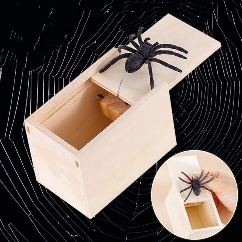Trick Spider Смешная пугающая коробка Деревянная скрытая коробка Качественная шутка Деревянная пугающая коробка Веселая игра розыгрыш Трюк друг Офисные игрушки