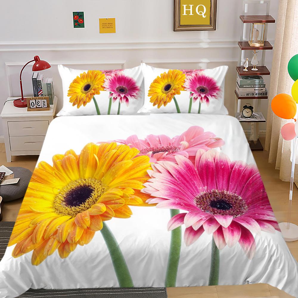 Домашнее постельное белье с цветочным принтом, полноразмерные покрывала из микрофибры, высокое качество, дизайн, декор для спальни для девочек