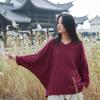 2025 Spring/Summer Women's Chinese Retro Slimming V-Neck Cotton/Linen Bat Sleeve T-Shirt