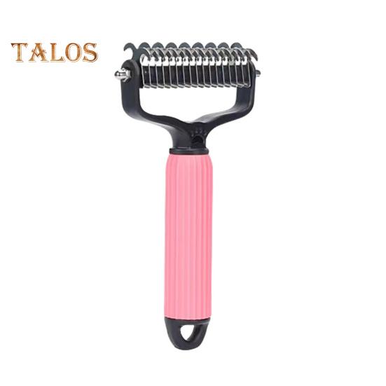 Расческа для распутывания шерсти домашних животных, ручная расческа для подшерстка собак и кошек, двухсторонние зубья из нержавеющей стали, щетка для ухода за шерстью и прореживания шерсти