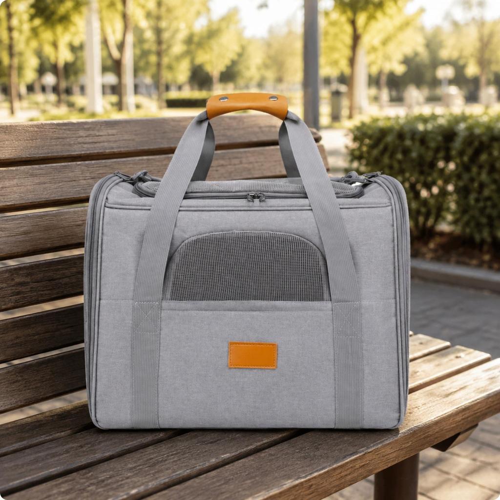 Foldable Pet Carrier Bag SoftSided Oxford Cloth Breathable for Outdoor Trips,
