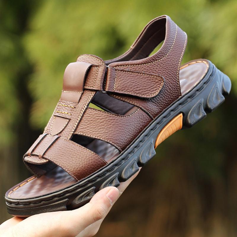 New Men's Beach Shoes Fashionable Outdoor Thick-soled Genuine Leather Sandals Wear-resistant Non-slip Slippers Mens Sandals
