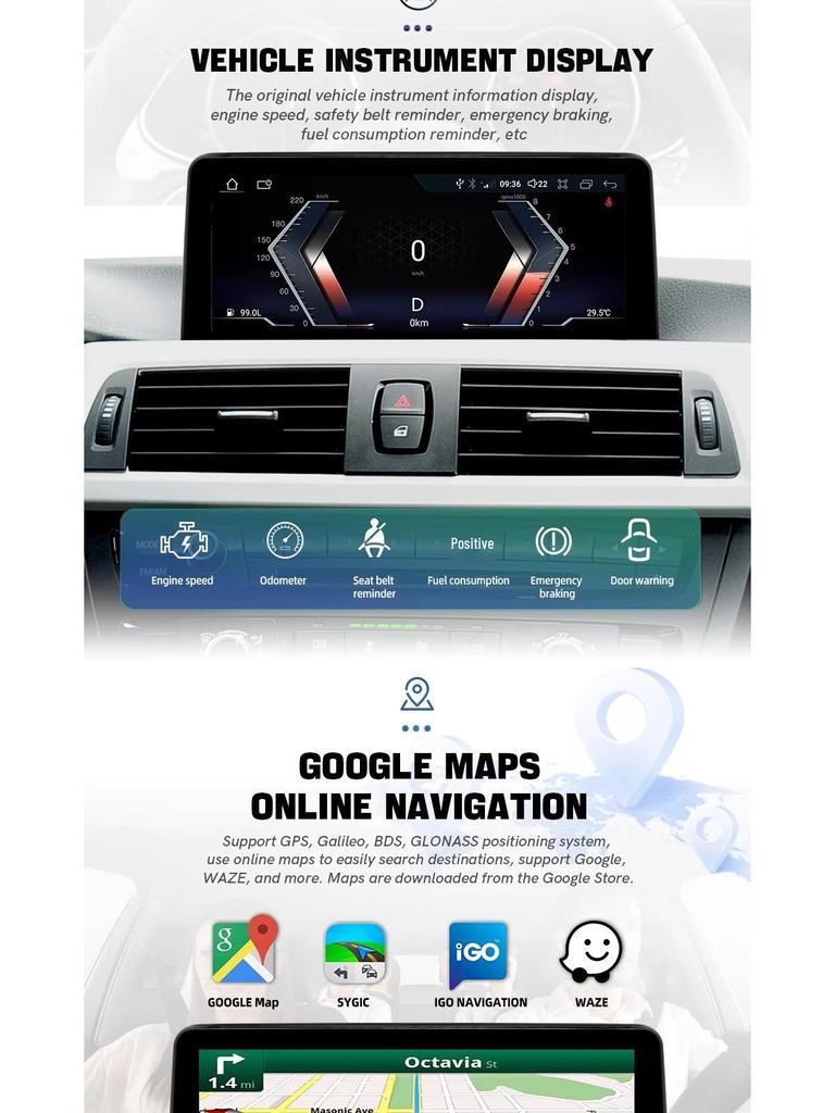 BMW X3 (2006-2010 гг.) Рамка для 9-дюймового Android GPS-навигационного дисплея