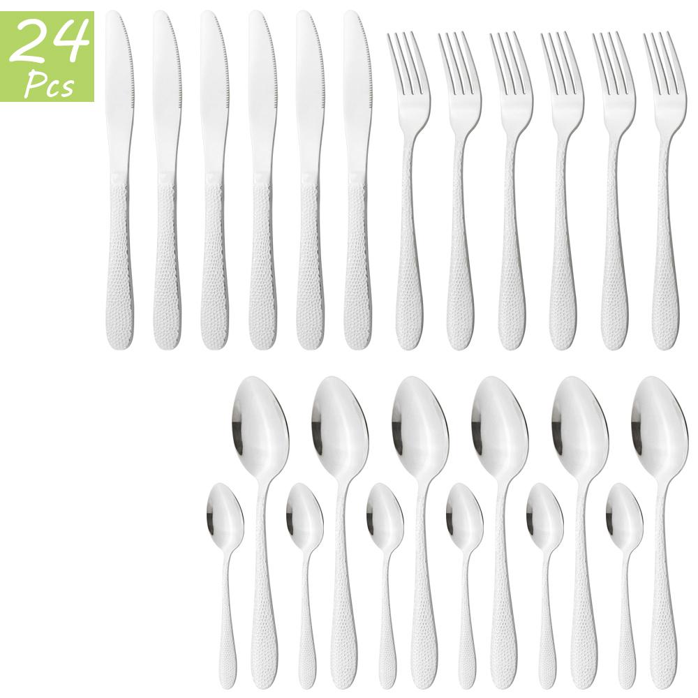 6People Gold Cutlery Set Knife Fork Tea Spoon Tableware High Quality Stainless Steel Dinnerware Home Kitchen Flatware Silverware