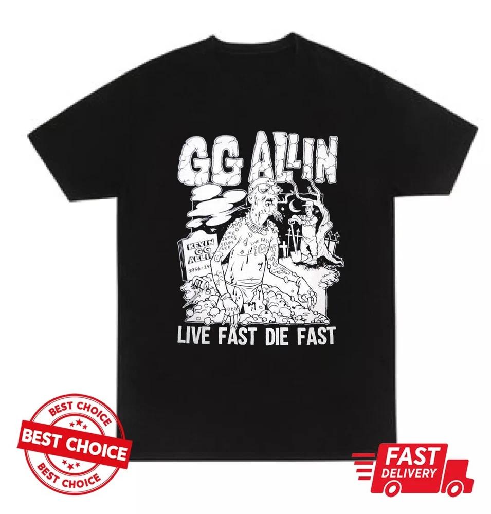 Gg Allin Live Fast Die Fast Vintage Retro TShirt Allin Cotto Top For Fan