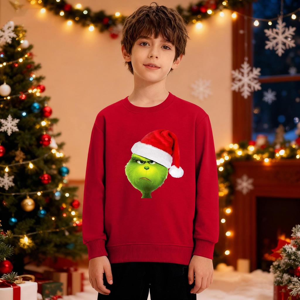 Рождественский свитшот для мальчиков и девочек, уродливая рождественская футболка, свитшот с круглым вырезом, для малышей, с длинным рукавом, пуловер, наряд, топы