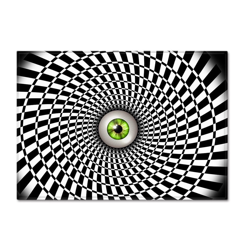 3D Three-Dimensional Large Carpet Door Mat Black And White Vortex Living Room Large Square Floor Mat Non-Slip Foot Mat