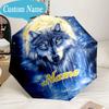 Custom Name Umbrella Electric Wolf Spirit Umbrella 8-Frame for Travel, Camping, Casual Lightweight Portable, Essential for Family Gifts