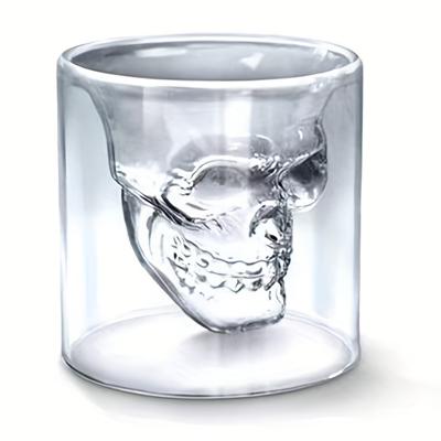 1 шт., стакан для виски Horror Skull, бокалы для вина с двойными стенками, барные бокалы без ножки 75 мл/2,5 унции, стильная стеклянная посуда, для шотландского бурбона, виски, коктейлей