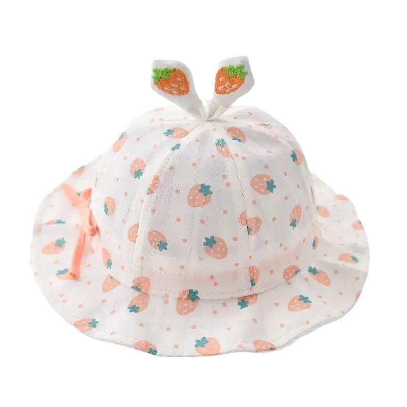 Baby Girl Thin Bucket Hat Adjustable Drawstring Spring Autumn Summer Sun Protection Cap Cute Breathable UV Shield