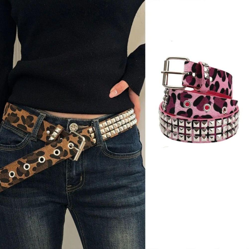 Fur Punk Rivet Belt Buckle Y2K Belt Fashion Gothic Waistband  Jeans Accessories