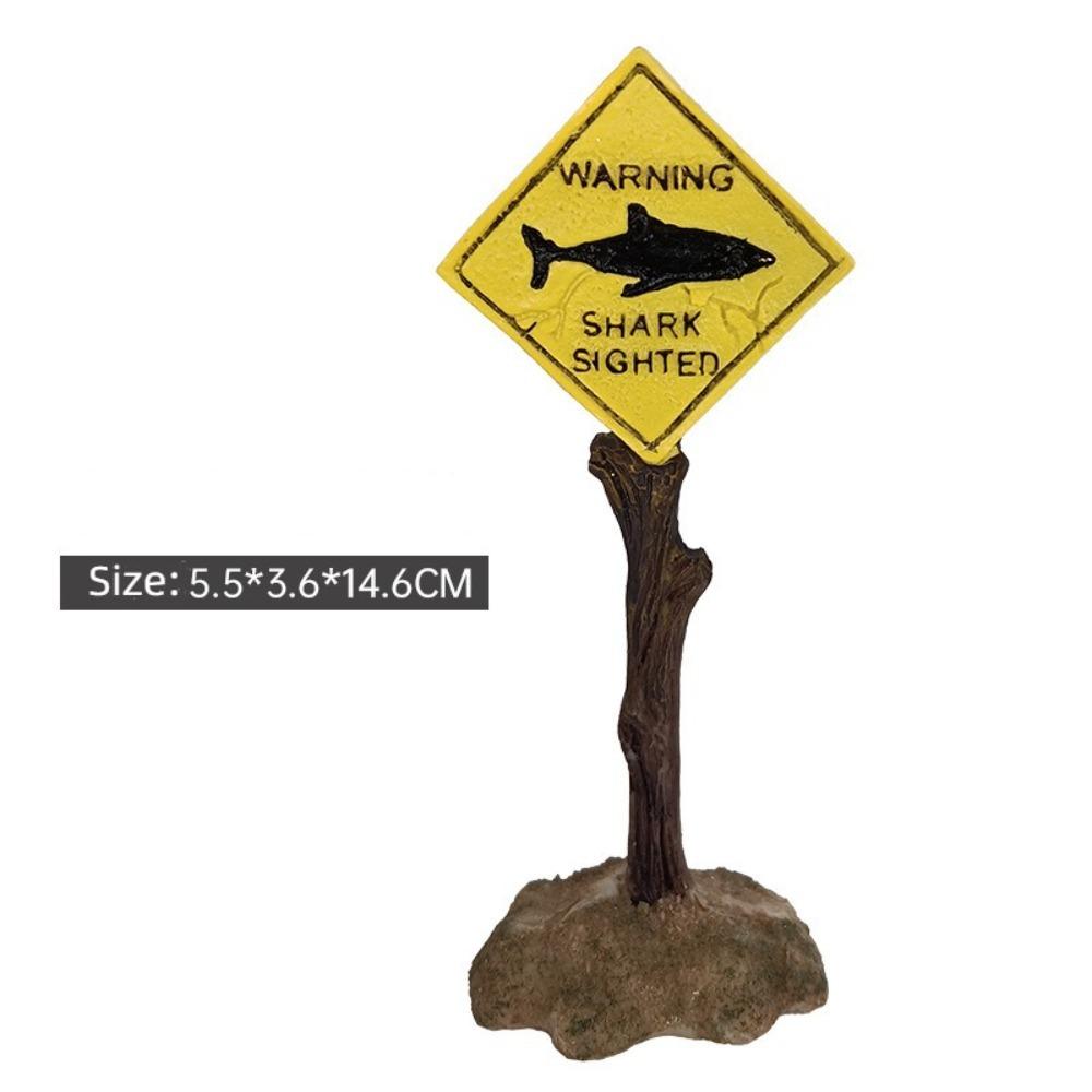 Artificial Aquarium Decoration Resin Aquarium Background Interesting Shark Warning Sign  Fish Tank