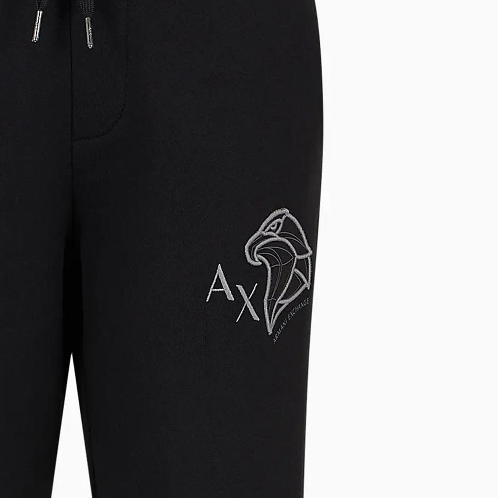 Armani Exchange SS24 Логотип Вышитая Голова Орла Манжеты Вязаные Брюки-Джоггеры Мужские Черный 3DZPHQ-ZJ9KZ-1200
