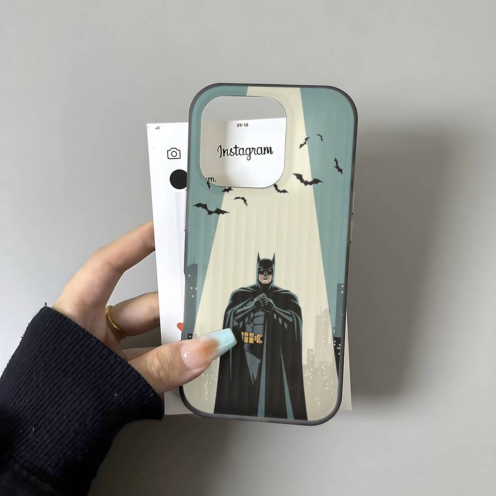 W-Batmans-r Soft Corrugated Phone Case For IPhone 11 12 13 14 15 16 17 Pro Max Plus Pro Shockproof Cover