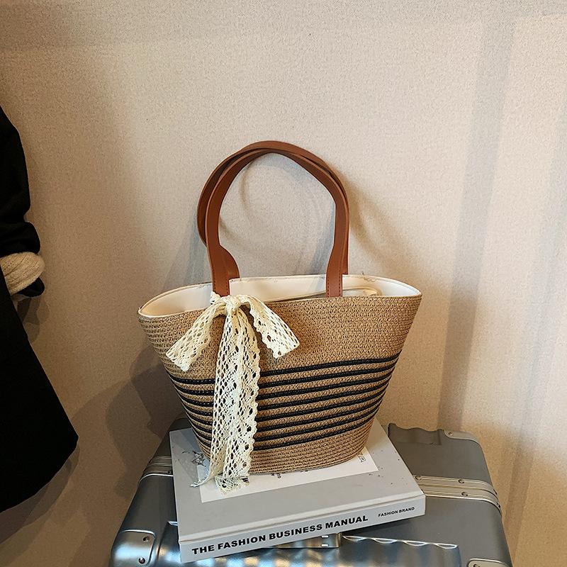 Jane Fashion Сумка на плечо Женская 2025 Плетеная Пляжная Сумка-ведро для отпуска