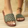Chic Weaved Slide Sandals 2025 Woman Flats Slippers Summer Solid Color Round Toe Hollow Out Slip-on Casual Shoes for Women