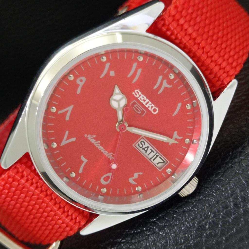 ВИНТАЖНЫЕ ОТРЕМОНТИРОВАННЫЕ МУЖСКИЕ АВТОМАТИЧЕСКИЕ ЧАСЫ SEIKO 5 6309A ЯПОНИЯ КРАСНЫЙ ЦИФЕРБЛАТ a441228-4