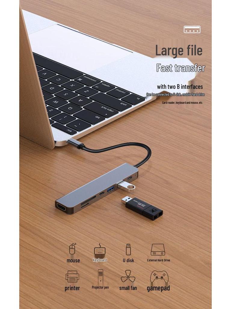 Адаптер-хаб Type-C HDMI с зарядкой PD100W для проекции дисплея мобильного телефона и компьютера