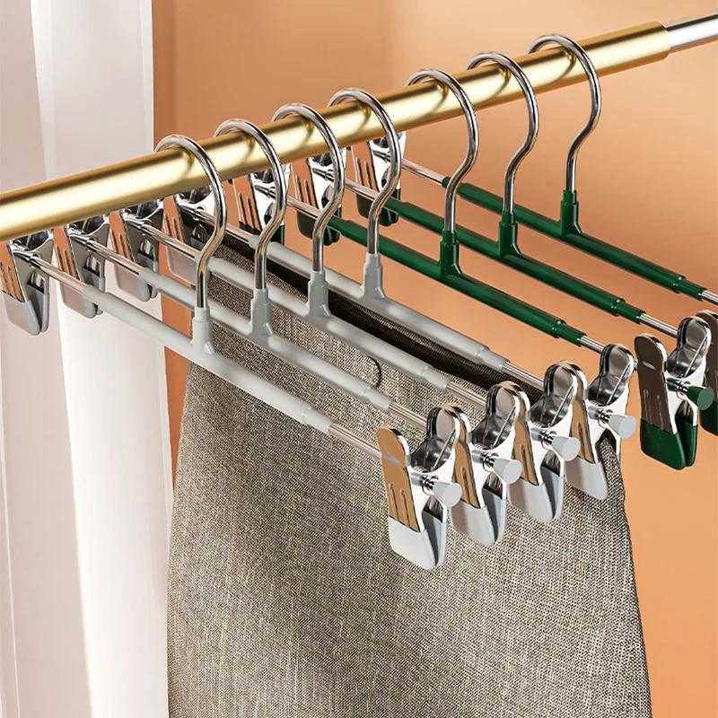 Windproof Metal Hanger For Clothes Home Pants Coat Non-Slip Drying Hangers With Adjustable Clips Closets Storage Organizer