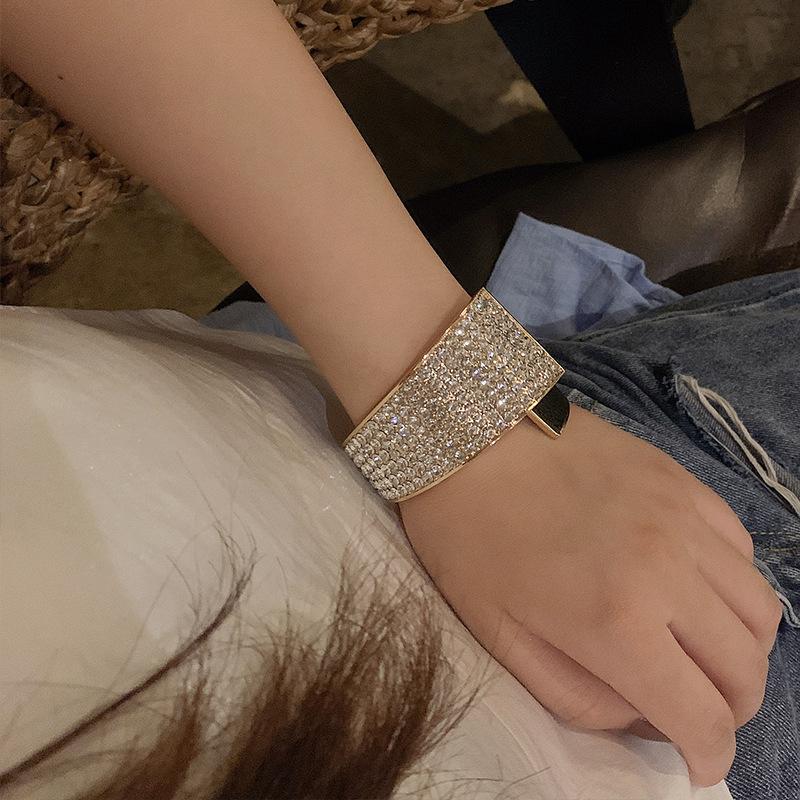 Fashion Personality Zircon Cuff Bracelet Opening Wide Bangle Bracelet Trendy Party Jewelry