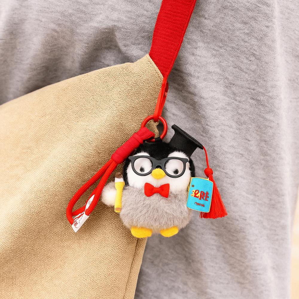 PP Cotton Mini Penguin Plushie Doll Fluffy Penguin Stuffed Toy Keychain  Car Key Accessories