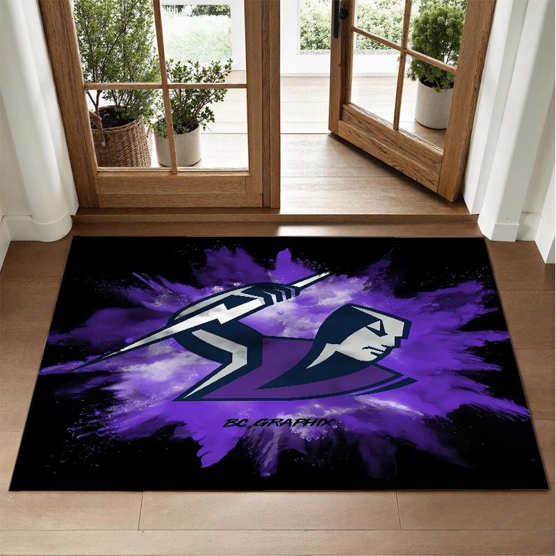 Melbourne Storm Design Crystal Velvet Rug Soft Decorative Mat for Bedroom Entrance