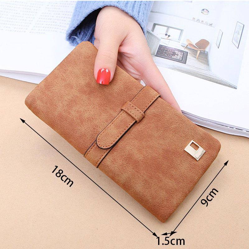 New Fashion Women Wallets Drawstring Nubuck Leather Zipper Frosted Wallet Woman's Long Design Purse Two Fold More Color Clutch