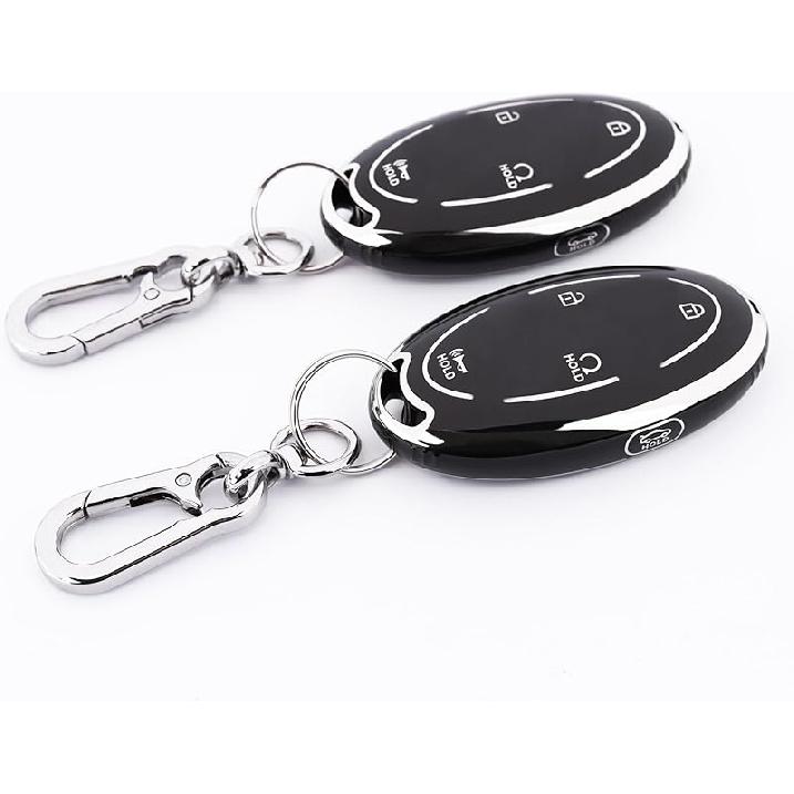 5-Button Key Fob Cover For Hyundai 2024-2025 Tucson Elantra Santa Fe Kona Sonata IONIQ, Protective Case With Anti-Loss Keychain, Black