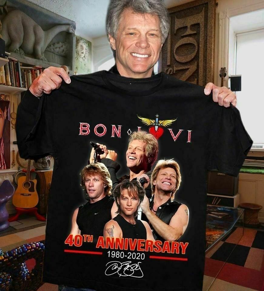 Рождественский подарок Bon Jovi 40-летие Хлопок Унисекс Все размеры 24D423 Унисекс Футболка