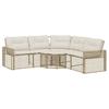 L shaped Garden Sofa with Cushions and Footstool Beige Poly Rattan
